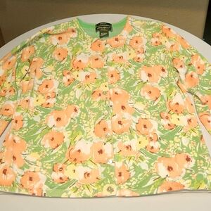 💥Eddie Bauer Floral Cardigan in Green and Coral Size Large